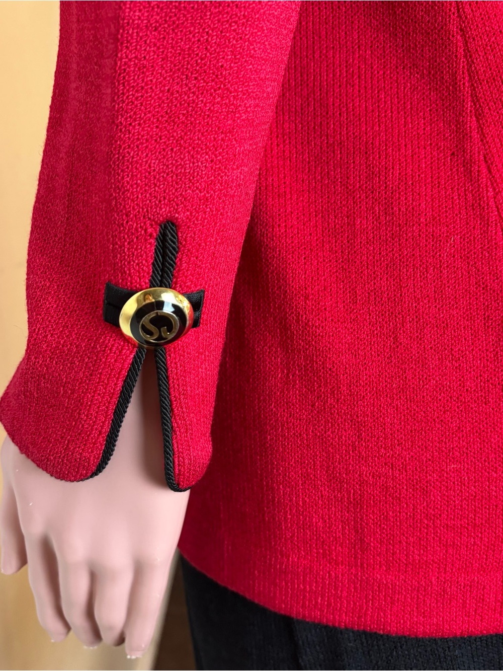 Vtg St John Collection Jacket Red Black Knit Suit Blazer Set Sz 6 Old Money Read - Picture 8 of 14